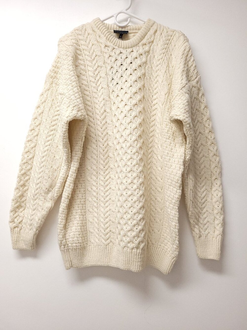 NWT Aran Womens Wool Long Sleeve Crew Neck Cable Knit Sweater Size Size XL